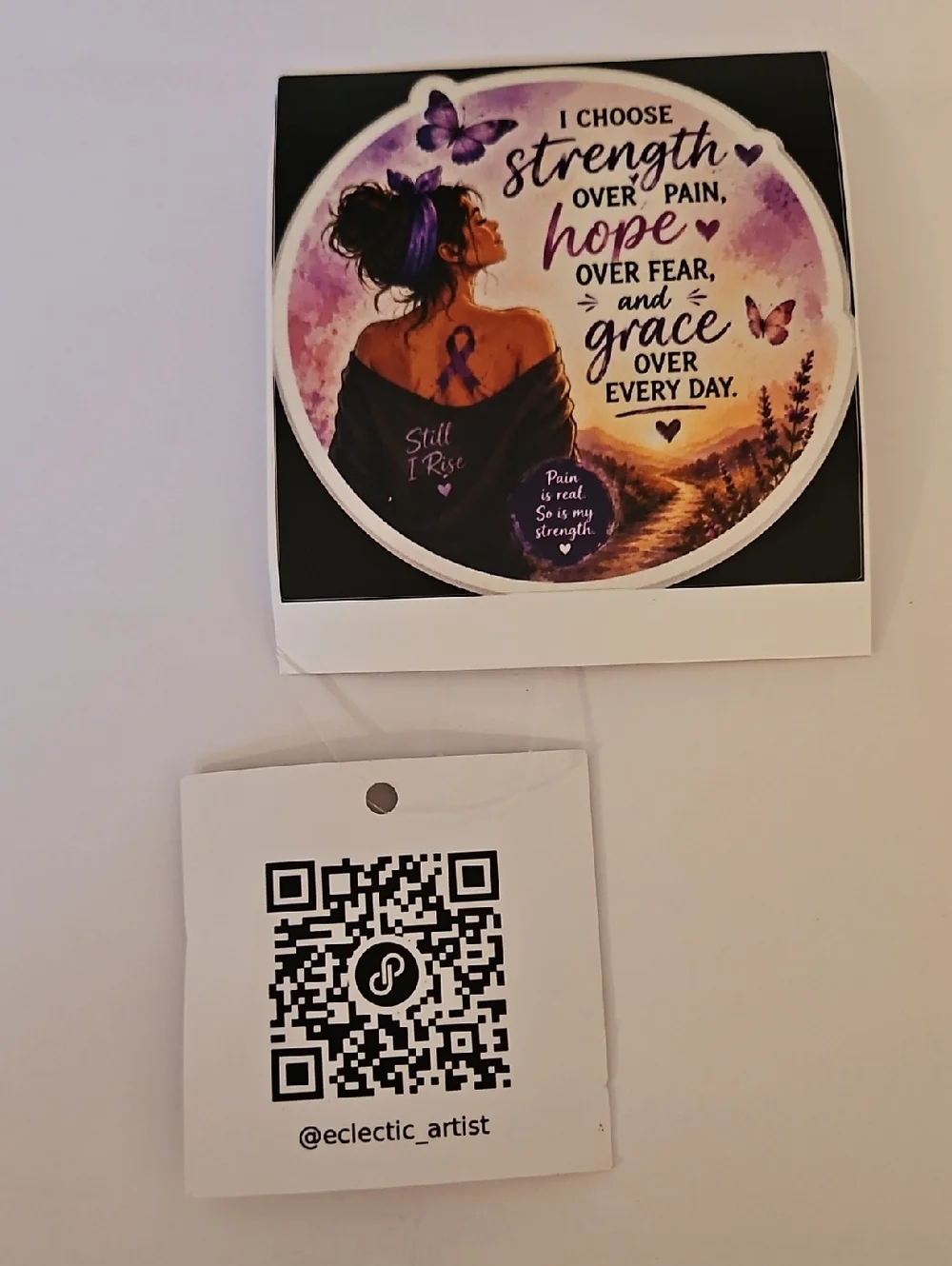 Handmade Chronic Pain Warrior Vinyl Sticker Hope Over Fear Purple Butterfly 3x3 - Picture 8 of 17